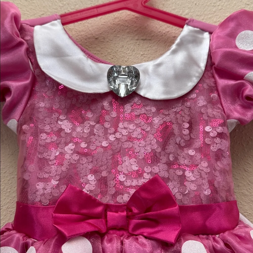 Disney Minnie Mouse Pink and White Polka Dot Costume Dress Size US 2